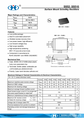 SS54 Datasheet PDF Guangzhou Juxing Electronic Co., Ltd.