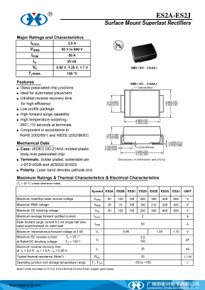ES2J Datasheet PDF Guangzhou Juxing Electronic Co., Ltd.