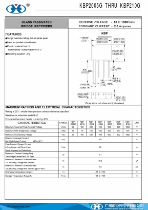 KBP2005G Datasheet PDF Guangzhou Juxing Electronic Co., Ltd.