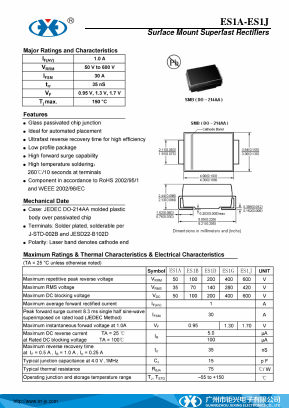 ES1G_DO-214AA Datasheet PDF Guangzhou Juxing Electronic Co., Ltd.