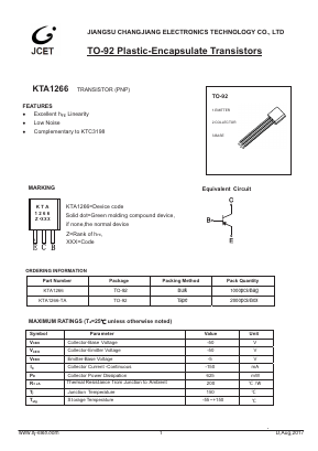 KTA1266 Datasheet PDF Jiangsu Changjiang Electronics Technology Co., Ltd