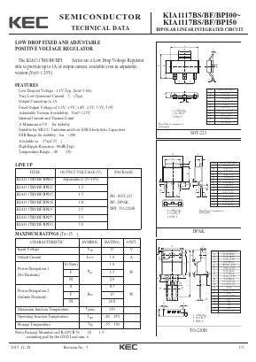 KIA1117BS-BF-BPI12 Datasheet PDF KEC