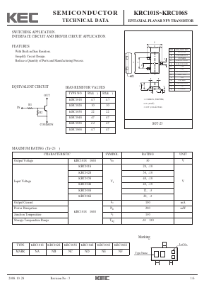 KRC101S Datasheet PDF KEC
