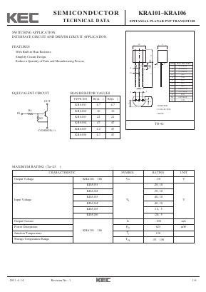 KRA101 Datasheet PDF KEC