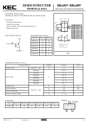 KRA303V Datasheet PDF KEC