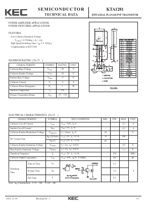 KTA1281 Datasheet PDF KEC