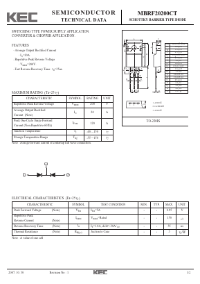 MBRF20200CT Datasheet PDF KEC