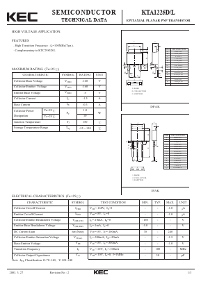 KTA1225D Datasheet PDF KEC