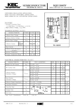MJE13007F Datasheet PDF KEC