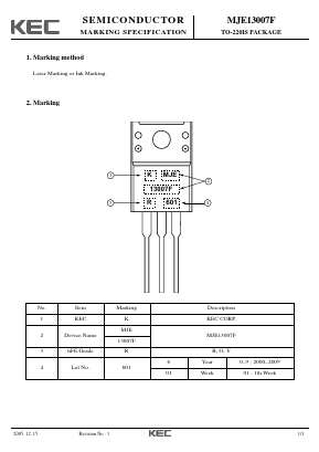 MJE13007F Datasheet PDF KEC
