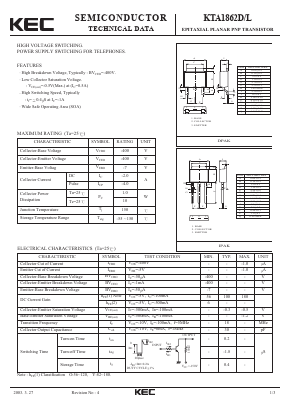 KTA1862L Datasheet PDF KEC