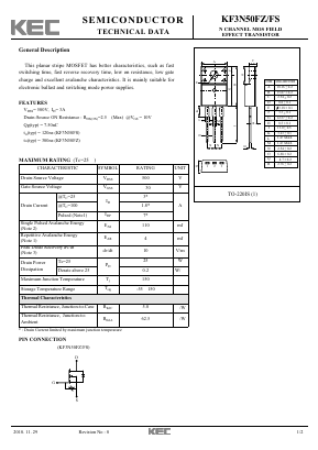 KF3N50FZ Datasheet PDF KEC