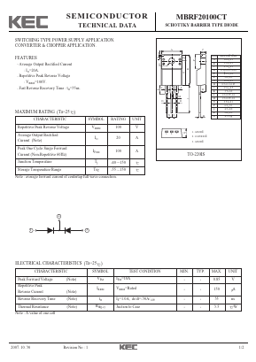 MBRF20100CT Datasheet PDF KEC