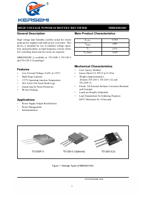 MBR20H100CT-G1 Datasheet PDF Kersemi Electronic Co., Ltd.