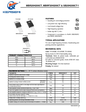 MBR20H200CT-E3 Datasheet PDF Kersemi Electronic Co., Ltd.