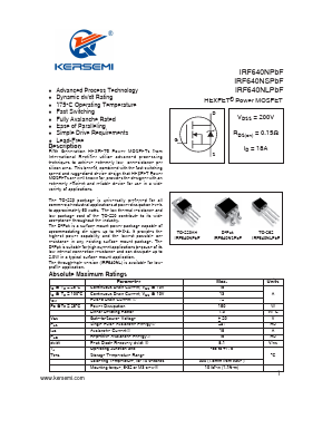 IRF640NPBF Datasheet PDF Kersemi Electronic Co., Ltd.