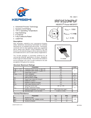 IRF9520NPBF Datasheet PDF Kersemi Electronic Co., Ltd.
