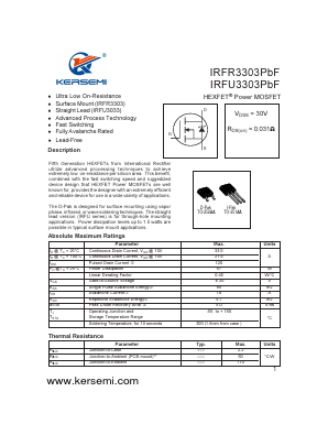 IRFU3303PBF Datasheet PDF Kersemi Electronic Co., Ltd.