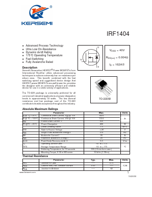 IRF1404 Datasheet PDF Kersemi Electronic Co., Ltd.