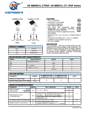 MBR1535CTTRRP Datasheet PDF Kersemi Electronic Co., Ltd.