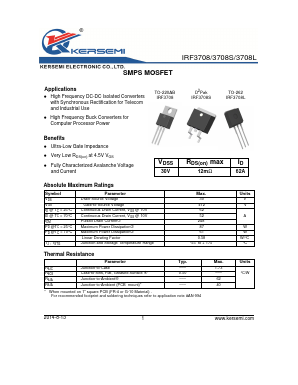 IRF3708 Datasheet PDF Kersemi Electronic Co., Ltd.