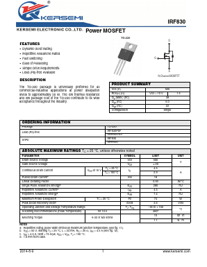 IRF830PBF Datasheet PDF Kersemi Electronic Co., Ltd.