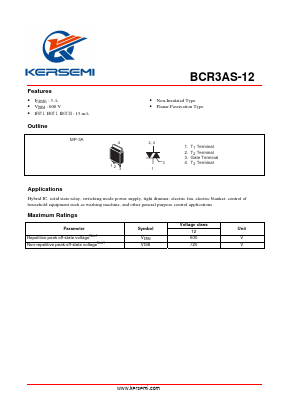 BCR3AS-12 Datasheet PDF Kersemi Electronic Co., Ltd.
