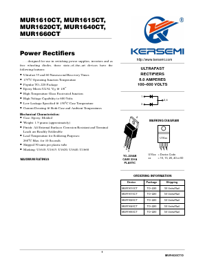 MUR1610CT Datasheet PDF Kersemi Electronic Co., Ltd.