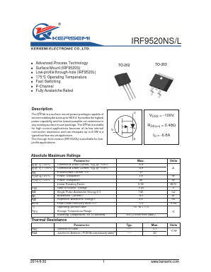 IRF9520NL Datasheet PDF Kersemi Electronic Co., Ltd.