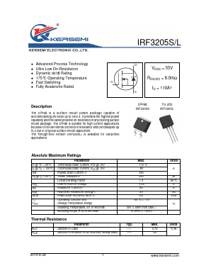 IRF3205S Datasheet PDF Kersemi Electronic Co., Ltd.