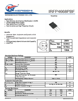 IRFP4668 Datasheet PDF Kersemi Electronic Co., Ltd.