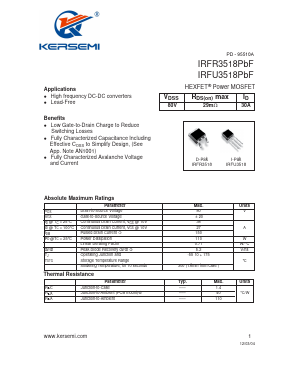 IRFU3518PBF Datasheet PDF Kersemi Electronic Co., Ltd.