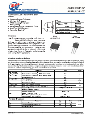 AUIRLU3110Z Datasheet PDF Kersemi Electronic Co., Ltd.