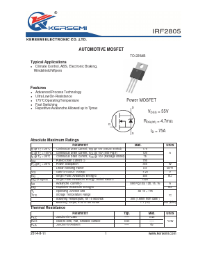 IRF2805 Datasheet PDF Kersemi Electronic Co., Ltd.