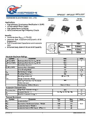 IRFB3207 Datasheet PDF Kersemi Electronic Co., Ltd.