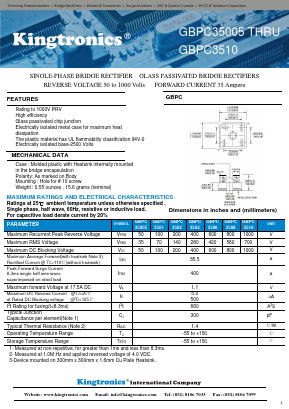 GBPC3506 Datasheet PDF Kingtronics International Company
