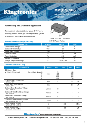 MMBTSC945 Datasheet PDF Kingtronics International Company