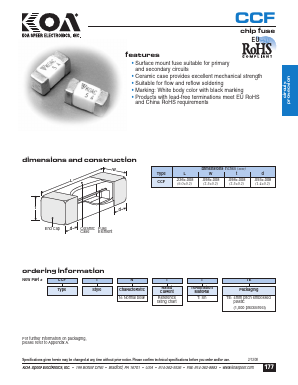 CCF1N0.8TTE Datasheet PDF KOA Speer Electronics, Inc.