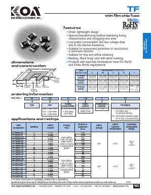 TF16AN0.80 Datasheet PDF KOA Speer Electronics, Inc.