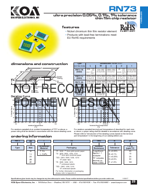 RN731E Datasheet PDF KOA Speer Electronics, Inc.