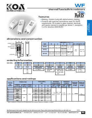 WF10NC8G100K Datasheet PDF KOA Speer Electronics, Inc.