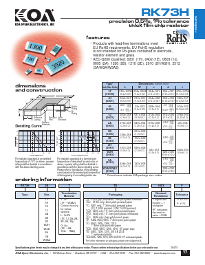 RK73H1JLTD4752F Datasheet PDF KOA Speer Electronics, Inc.