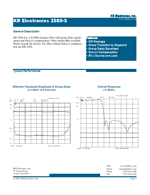 2580-S Datasheet PDF KR Electronics, Inc.