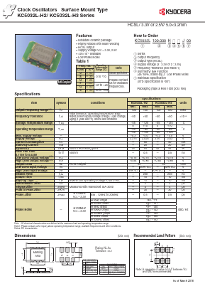 KC5032L-L3 Datasheet PDF Kyocera Kinseki Corpotation