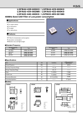 LSFB20-469-001M0 Datasheet PDF Kyocera Kinseki Corpotation
