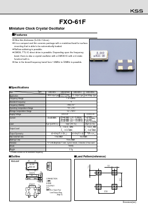 FXO-61FT Datasheet PDF Kyocera Kinseki Corpotation