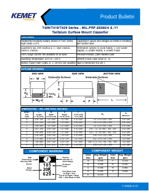 T429B105K020RK4252 Datasheet PDF KEMET