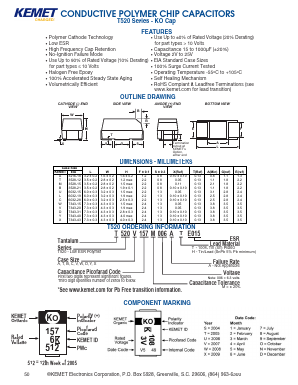 T520B157M004AE070 Datasheet PDF KEMET
