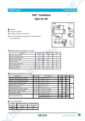 2SA1121-C-HF Datasheet PDF KEXIN Industrial