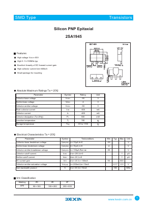 2SA1945 Datasheet PDF KEXIN Industrial